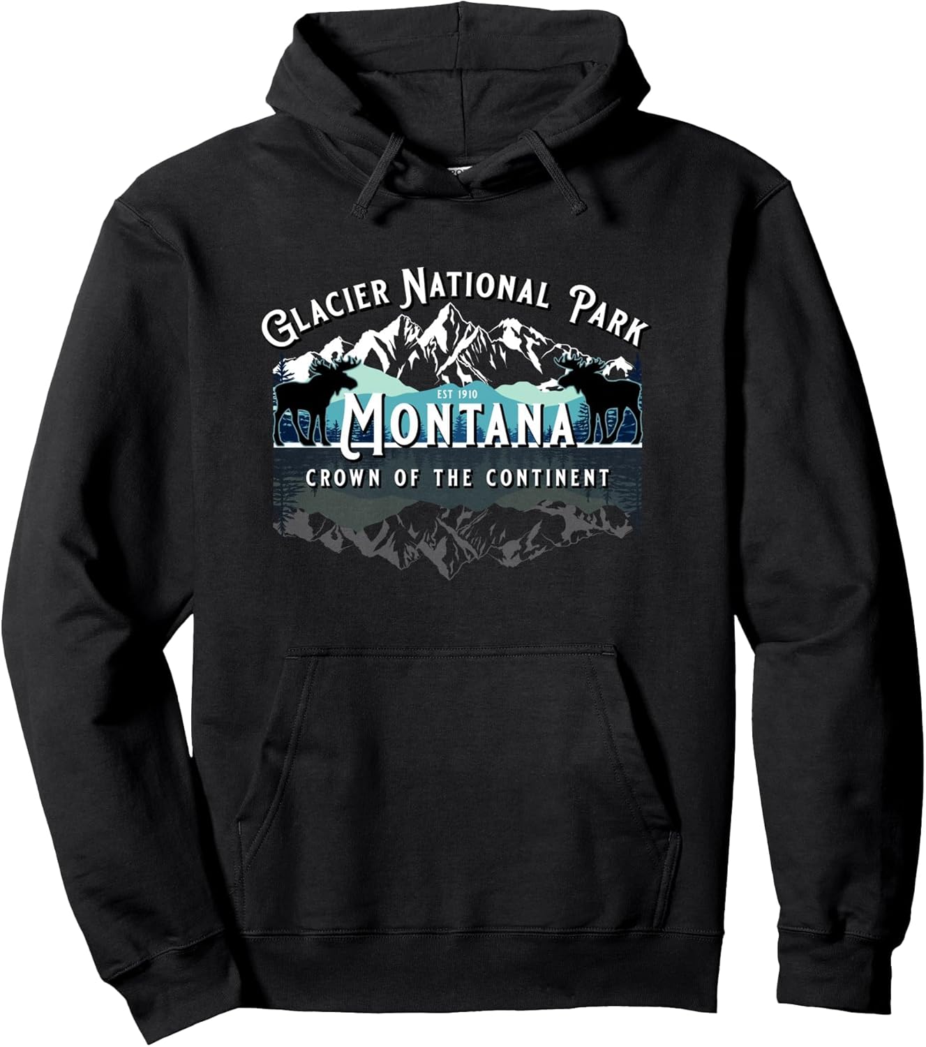 Glacier National Park Montana Hiking Camping Moose Souvenir Pullover Hoodie