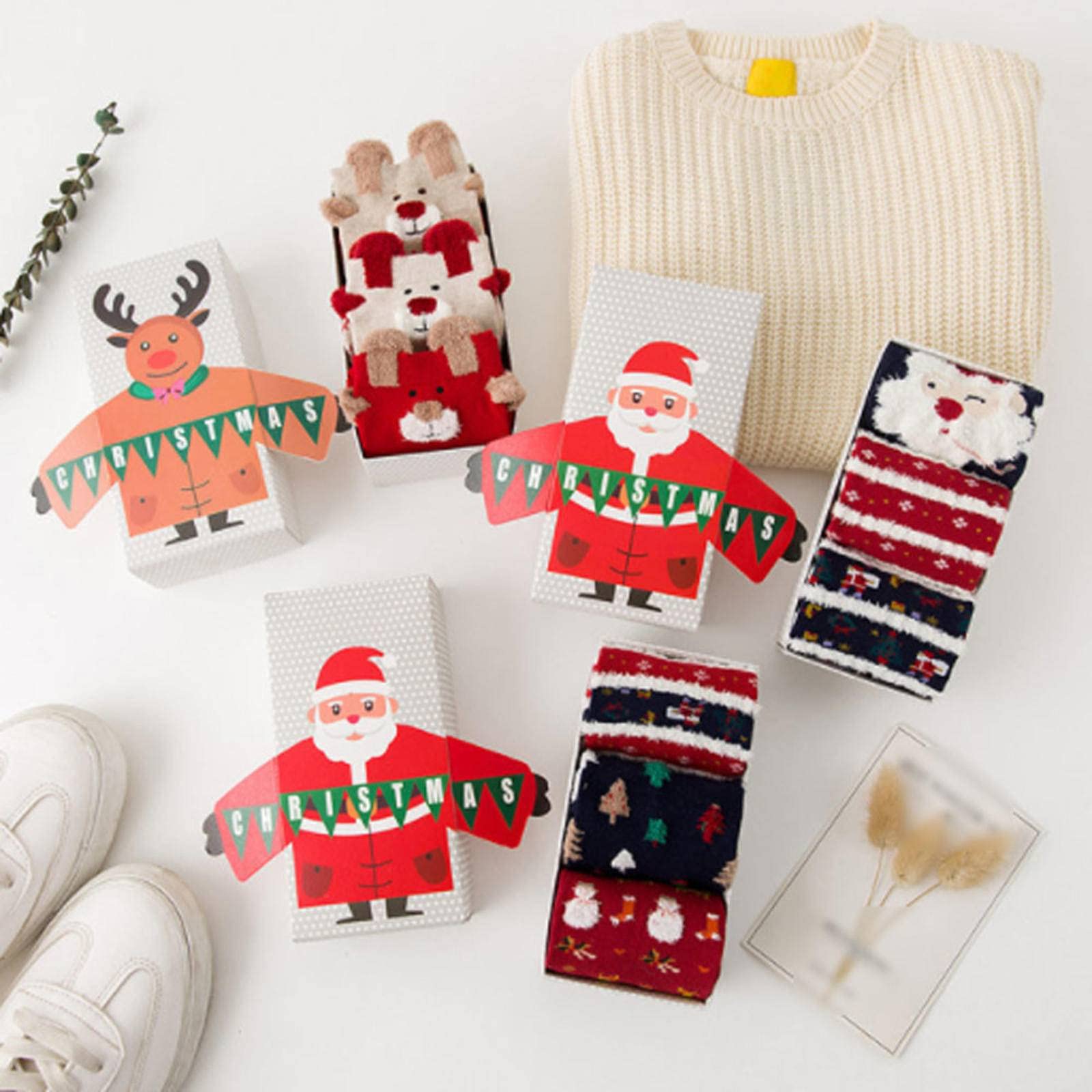 Amazon.co.jp: 3ペアクリスマスファジーソックス女性のためのふわふわ