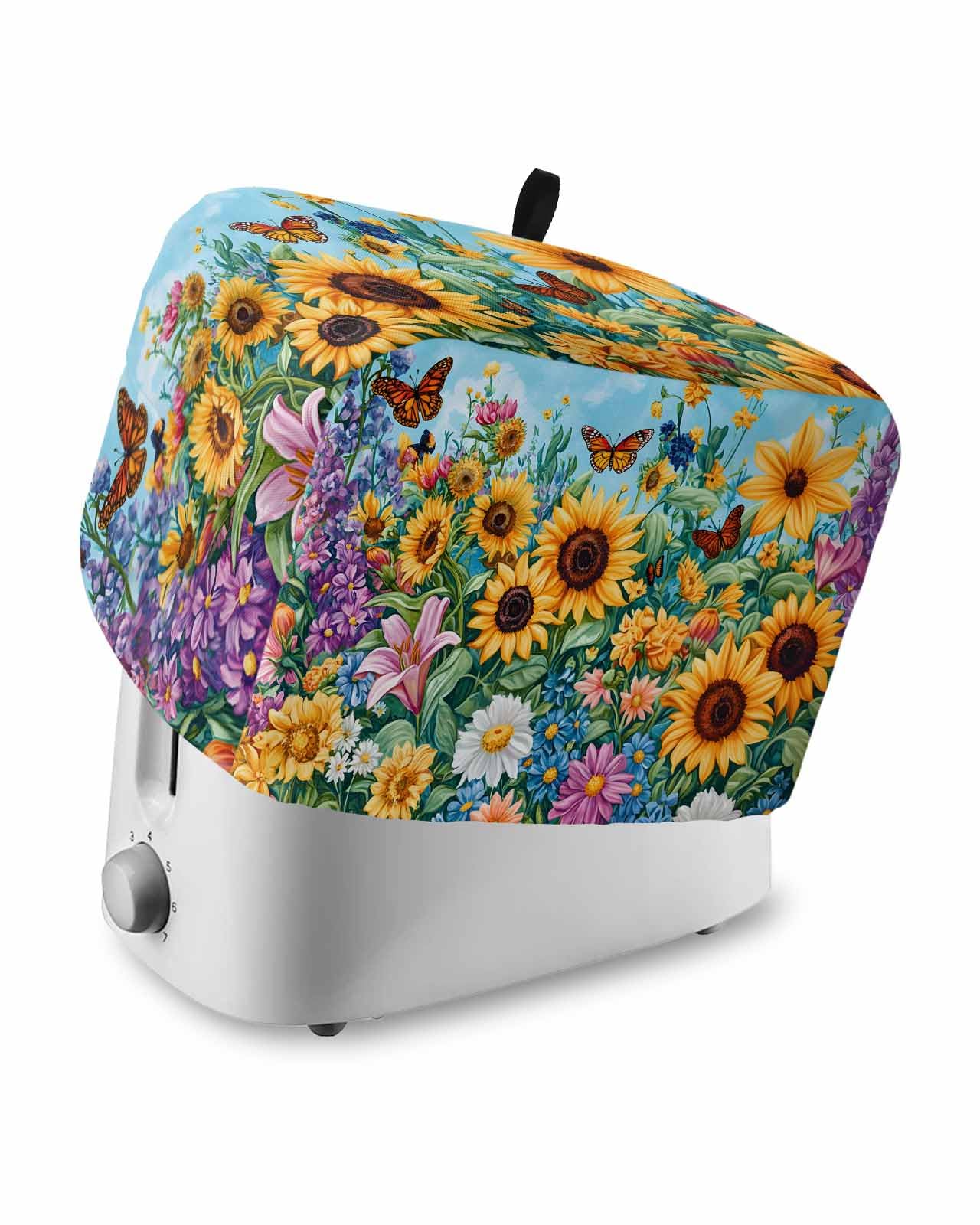 Yellow Sunflower Toaster Cover 2 Slice, Wildflower Daisy Country Farm Pastoral Dustproof Bread Machine Oven Cover with Storage Pockets, Fits Most Kitchen Toasters Protector