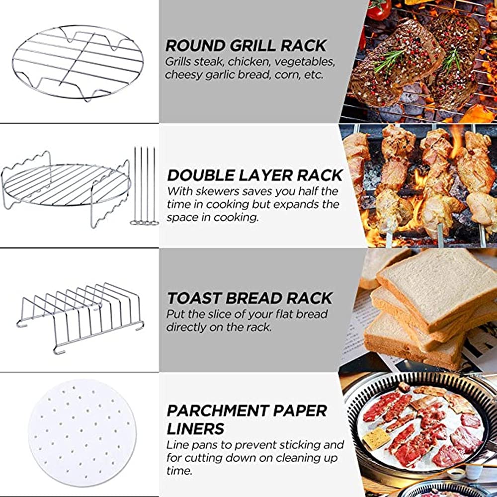 TolleTour 12 Pièces Accessoires Pour Friteuse Air Fryer Kit D Universels Pour Friteuse Air Chaud De 8 Pouces 55122515