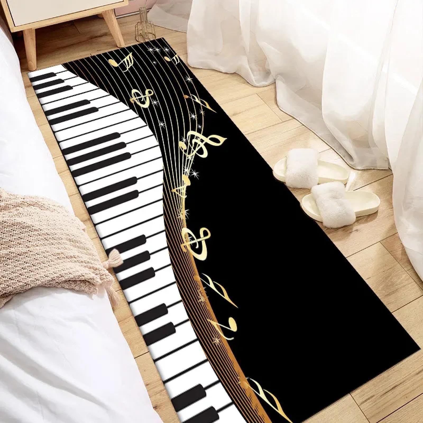 Tapis doux décor à la maison motif notes de musique grand format