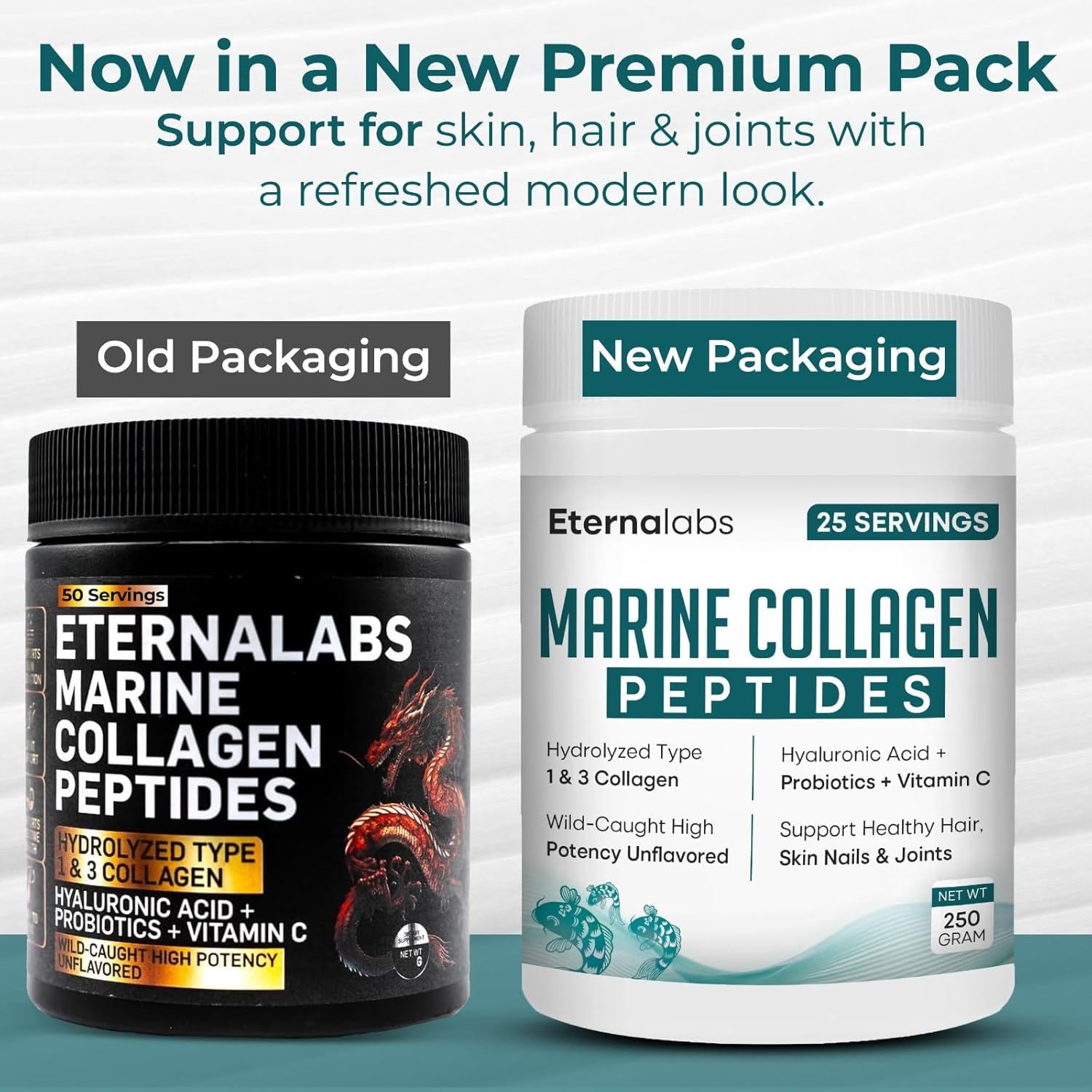 Collagen Peptides Powder for Women & Men 250g | Hydrolyzed Collagen Type I & III with Hyaluronic Acid & Vitamin C Supports Hair, Skin, Nails, Bones & Joints | Gluten-Free | Unflavored 250g - Image 2