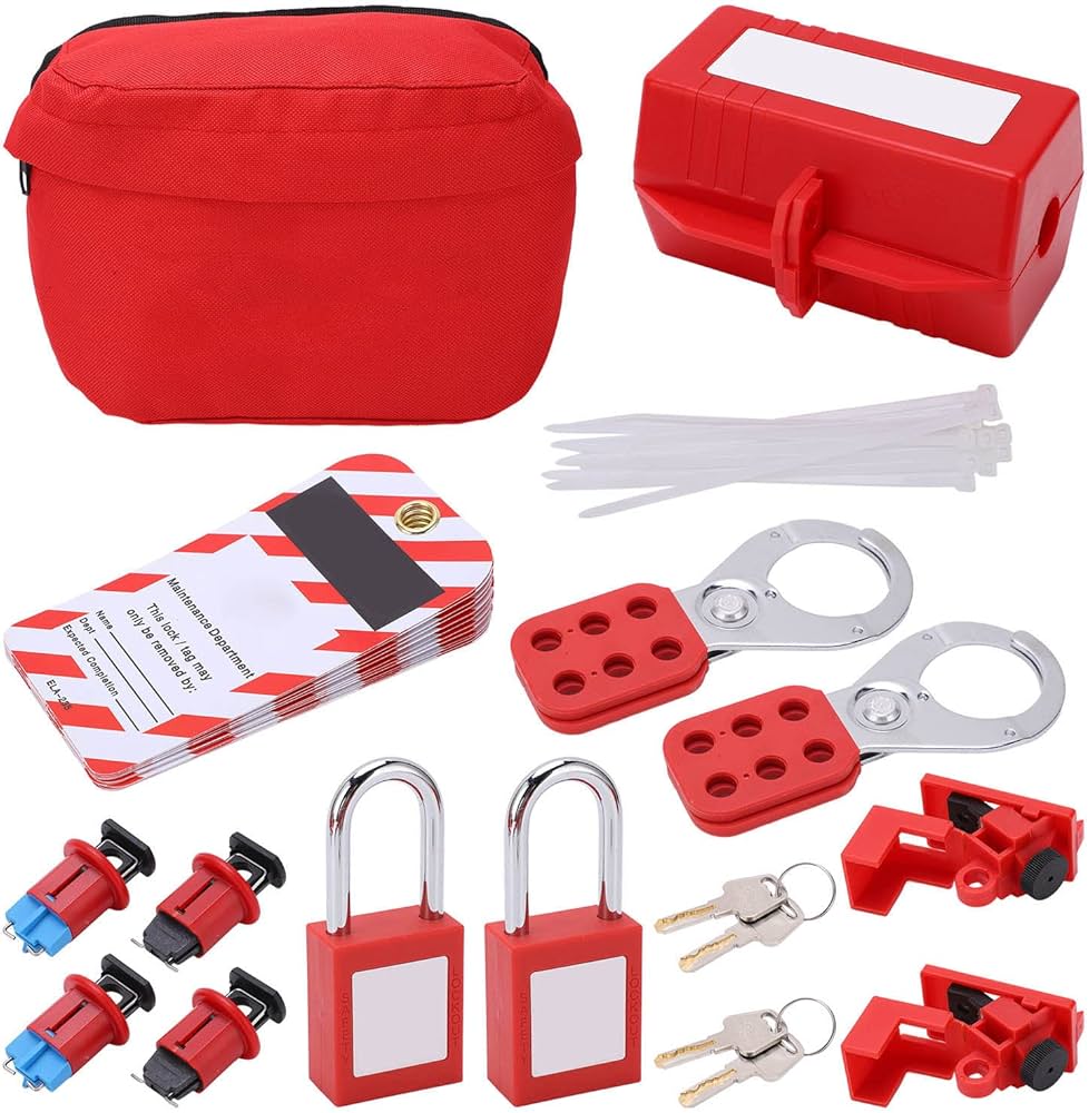 20-Piece Lockout Tagout Kit (OSHA Compliant) - Circuit Breaker Locks, Hasps & Padlocks For Safety