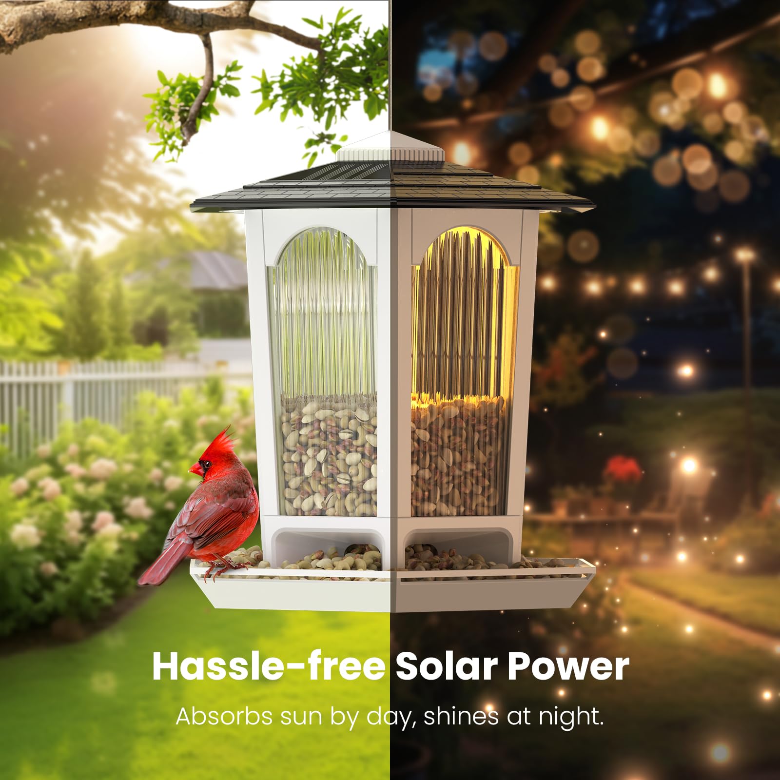 MrCrafts Nature 2 comederos solares para pájaros para colgar al aire libre, comederos para pájaros silvestres para exteriores, se adapta a cardenales, pájaros silvestres, regalo único de observación