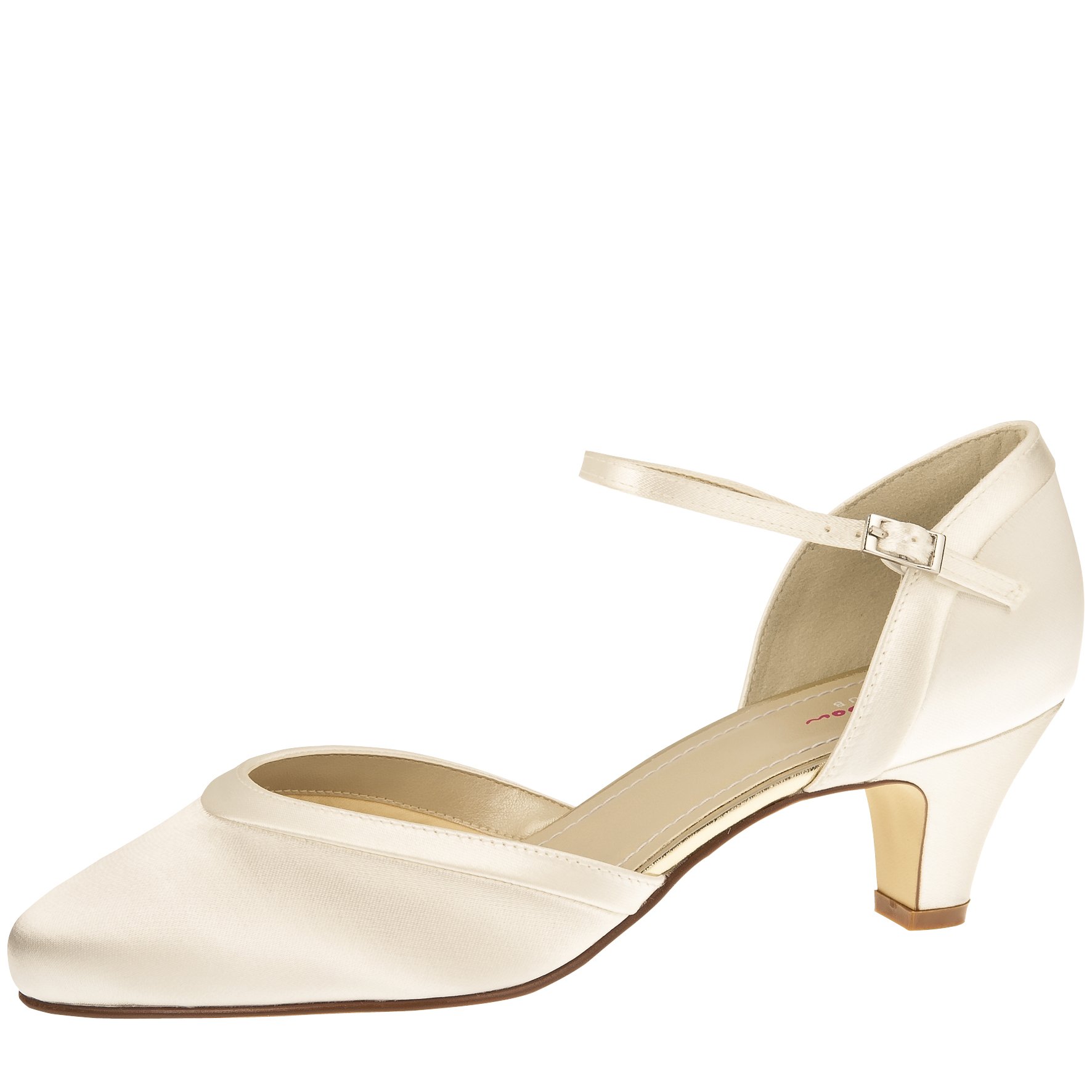 Rainbow Club Bridal Shoes Letty - Pumps, Ivory Cream, Satin, Strap, Comfortably Padded, Classic - Size 39.5 EU (6.5 UK)
