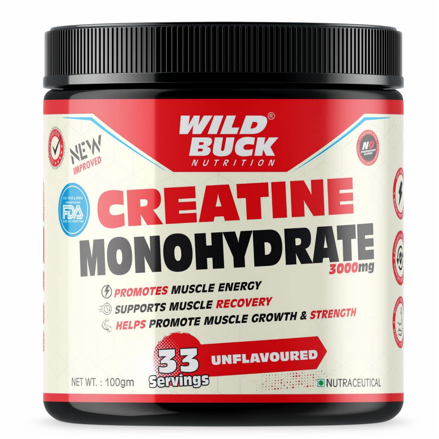 WILD BUCK Creatine Monohydrate Powder,Strength,Reduce Fatigue,100% Pure Creatine,Lean Muscle Building,Supports Muscle Growth,Athletic Performance,Recovery [33 Servings,Unflavoured] (B0B19ZZWR1) Amazon Price History, Amazon Price Tracker