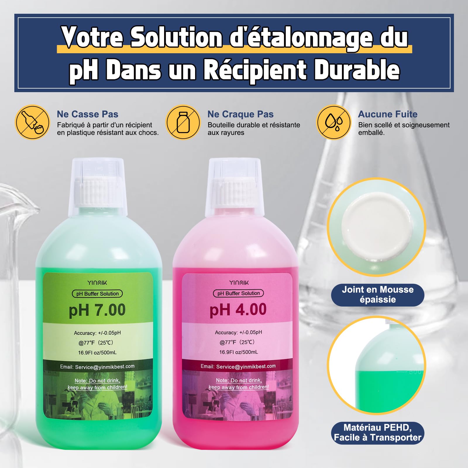 Solution d'étalonnage du pH, Solution Tampon d'étalonnage du pH 500ml*2