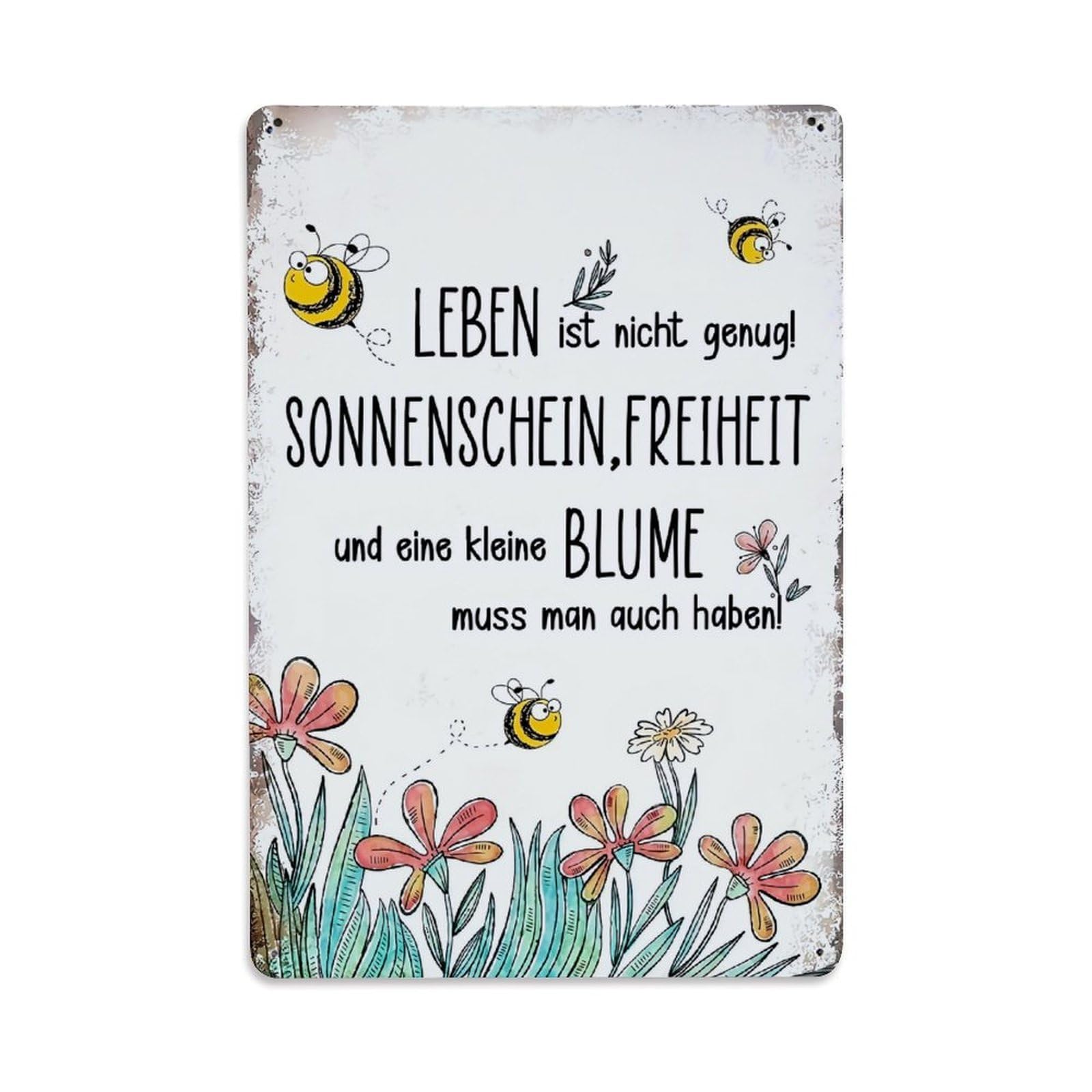 Jdyaojiesheng Vintage Bee Flower Sunlight Freedom Life Tin Sign Retro Metal Wall Decor Metal Poster, Home Bar Garage Farmhouse Cafe Wall Art Decoration 8X12inches
