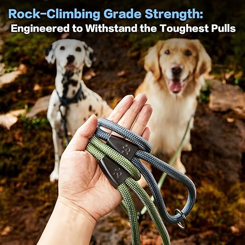 Miniatura 2 de PawsPassion - Correa de cuerda para perro de 6 pies, correa de perro resistente 2 en 1 con hebilla de cinturón de seguridad, mosquetón giratorio de