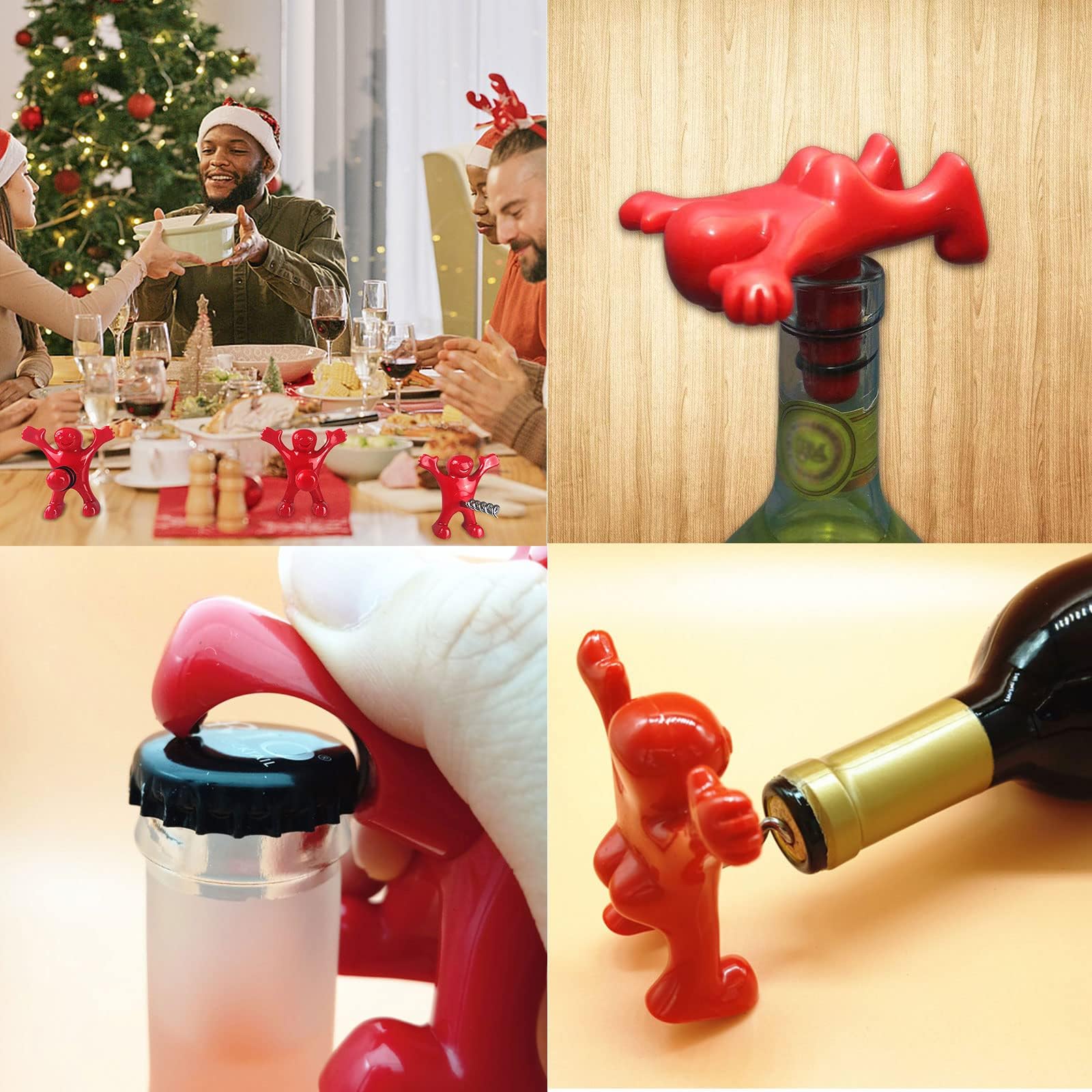 Lot De 3 Tire-bouchons Amusants - Décapsuleur Vin Et Bière + Bouchon - Cadeau Humour Pour Amateurs De Vin - 11