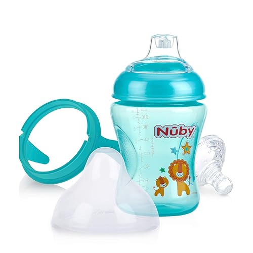 Miniatura 2 de Nuby 3 piezas Natural Touch 3 etapas cuello ancho tamaño del pecho de biberón a taza niño paquete de 1