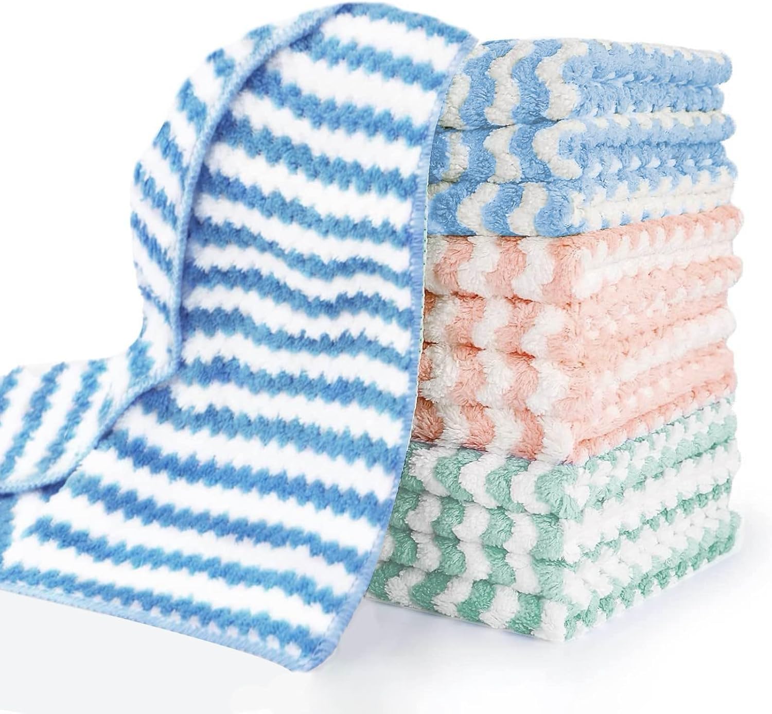 BananaHome 12 Pack Microfiber Cleaning Cloth, Kitchen Towels for Dish Drying Washing,Super Absorbent Streak Dish Rags,Dish Cloths,Dish Towels,Reusable and Washable Towels (12, 25cm) 12 25cm