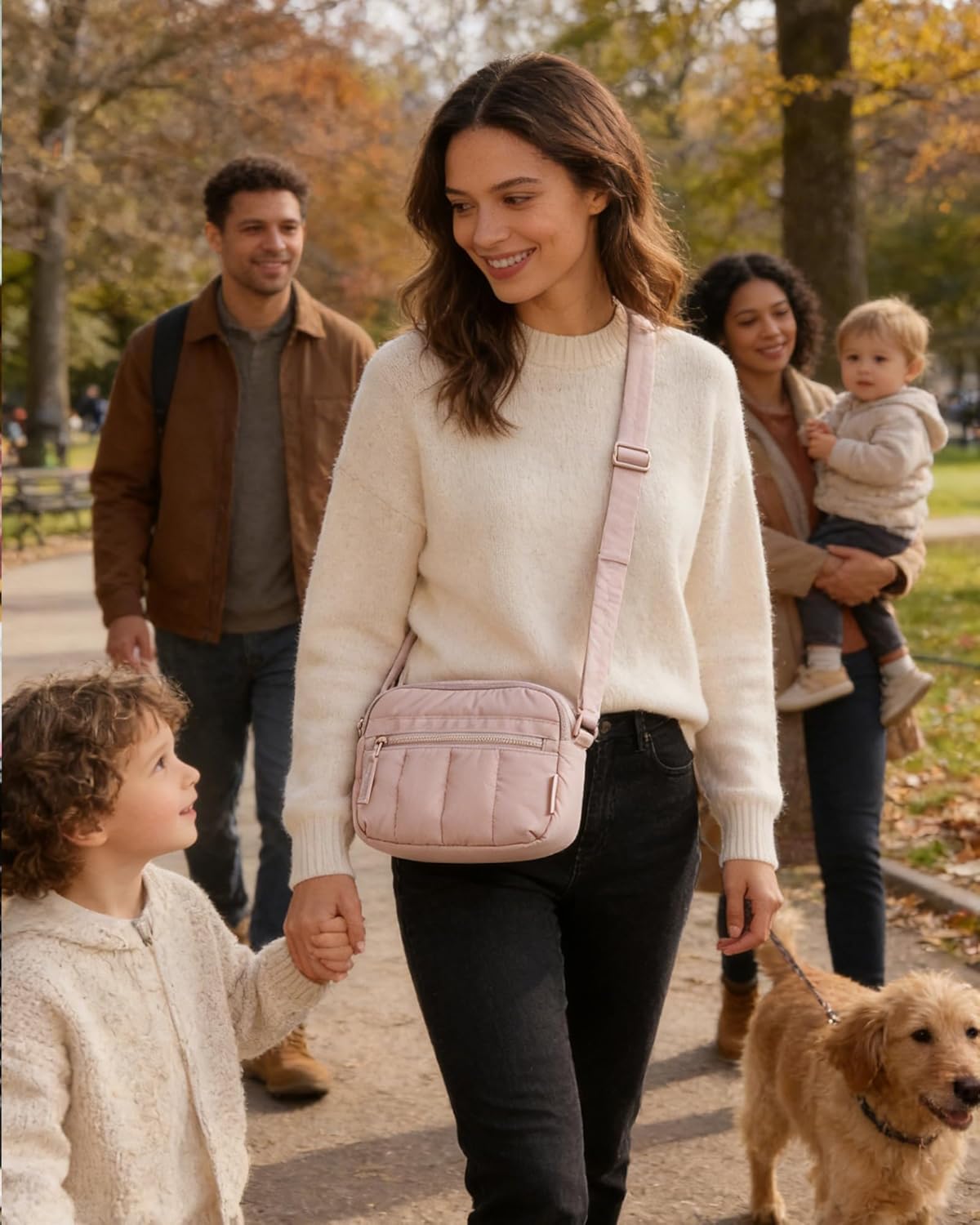 BAGSMART Cross Body Purse, Mini Crossbody Bags for Women Travel Purse, Puffy Shoulder Handbag Wallet with RFID Blocking Slots, Baby Pink-small - Image 2