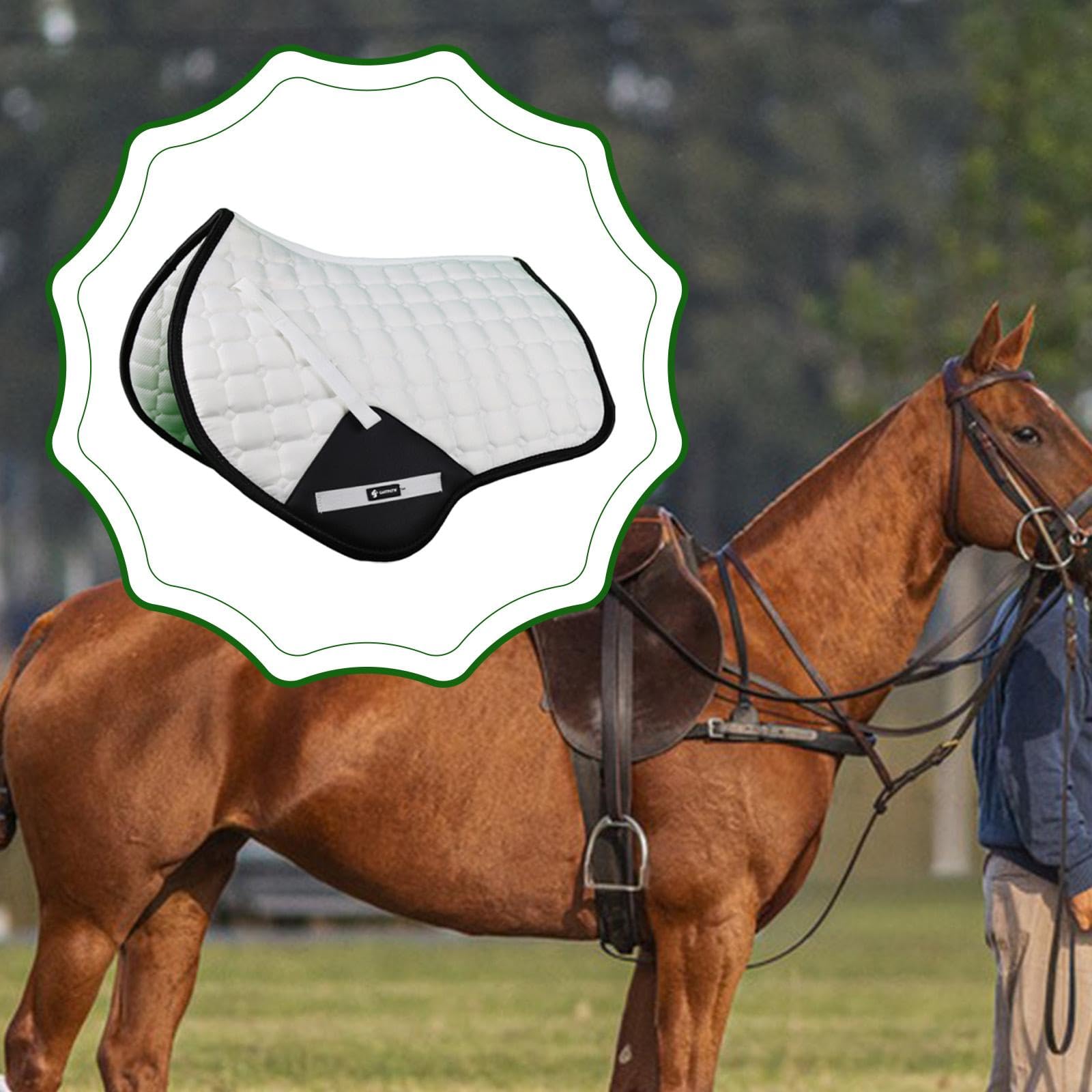 Manta para Caballo Almohadilla de Silla de Montar Cojín Ecuestre Antideslizante Absorbente de Sudor de Lona Adecuada para Entrenamiento Salto Ecuestre