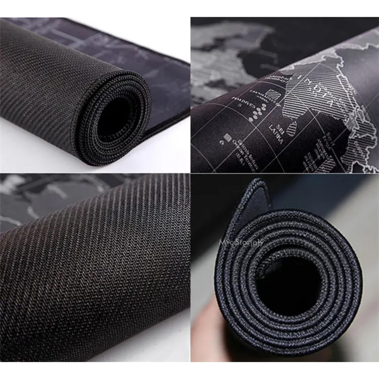 McStorey Dünya Haritası Mouse Pad 60x30 cm, Gaming Masa Pedi 3 mm, Kaymaz Kauçuk Tabanlı Desk Mat, Dikişli Kenar Kumaş Yüzey, Klavye ve Mouse Altlığı, Oyuncu ve Ofis Masası için Siyah
