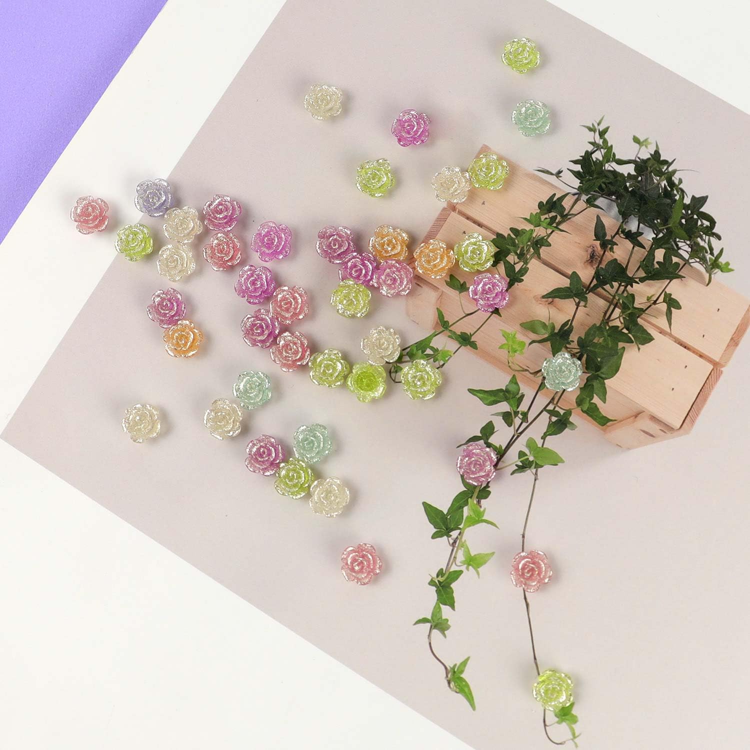 100 Pcs Flatback Rose Charms Rose Flower Cabochons Resin Beads Embellishments for Craft DIY Jewelry Making Scrapbooking Decor Flatbacks Loose Beads Phone Case Necklace Accessories (Mixed Color) - Image 5