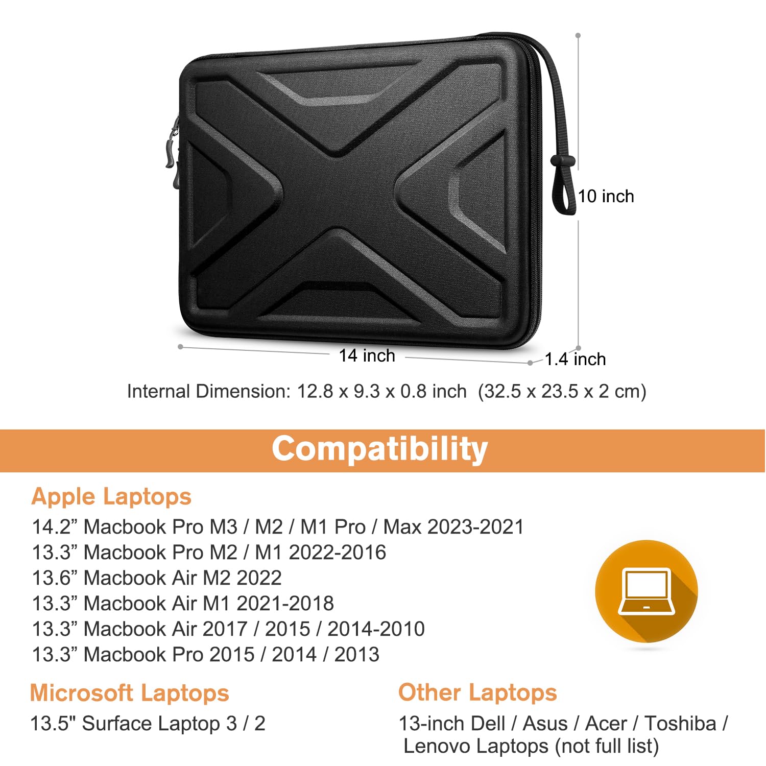 Protective Hard Shell Laptop Sleeve Bag With Handle For 13, 54 OFF