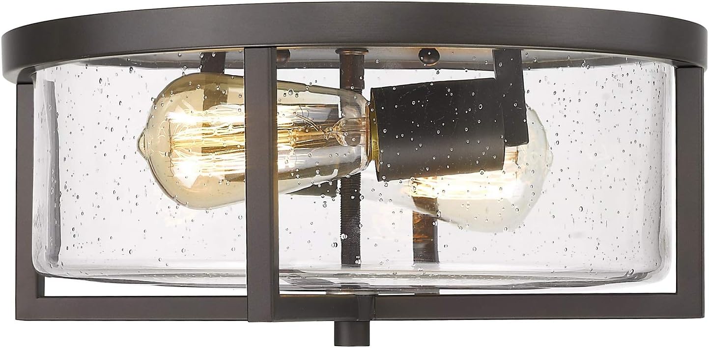 Tор Brаndѕ Odeums Farmhouse Flush Mount Lights, Indoor Close to Ceing Light Fixture, Oil Rubbed Bronze Finish with Clear Seeded Glass