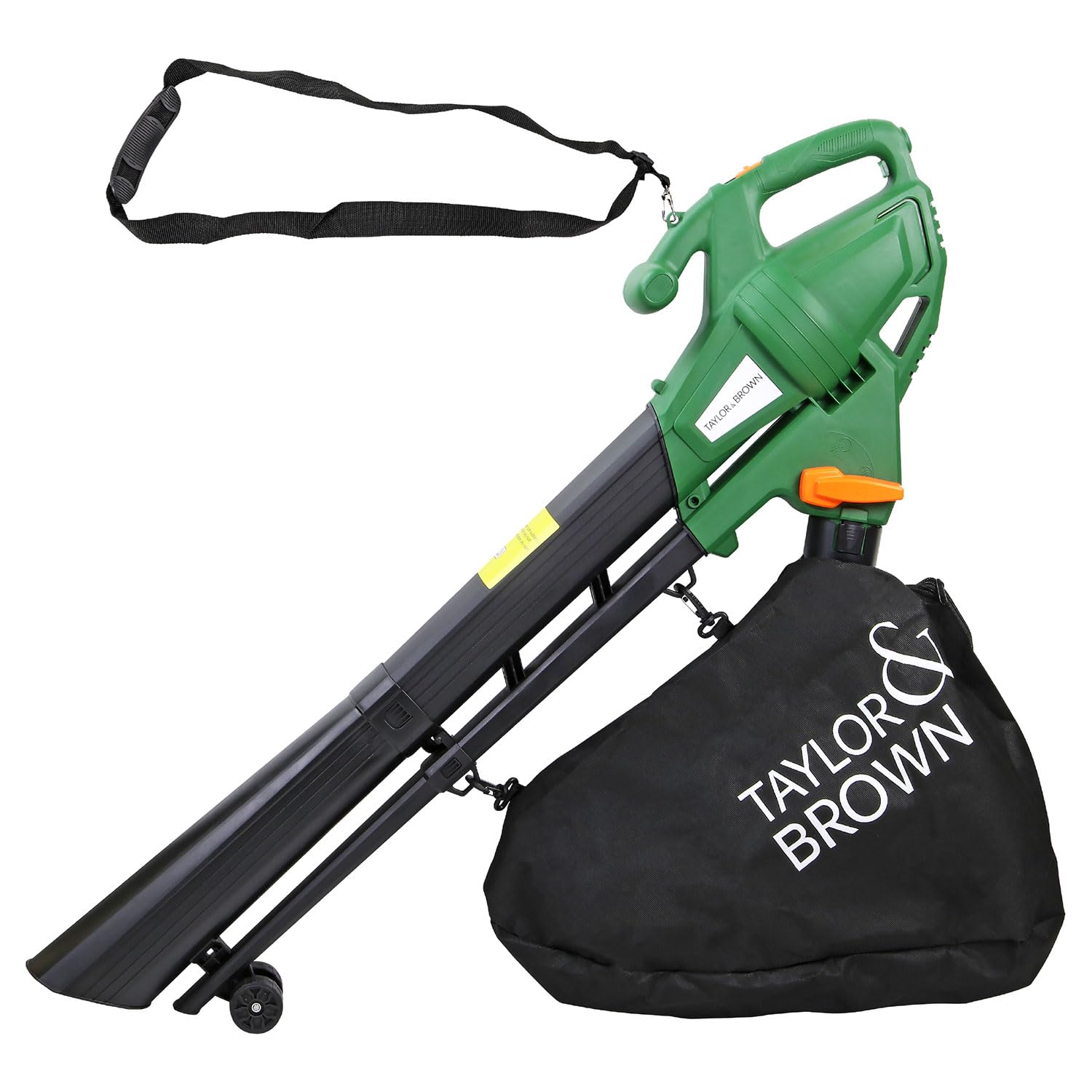 Taylor & Brown 3 in 1 Leaf Blower, 3000W Garden Vacuum and Shredder with 10m Cable, Wheels, Garden Vacuum for Clearing Patios, Gardens of Leaves, Green
