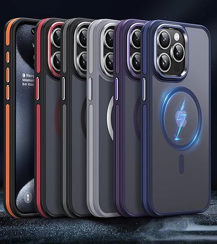 Miniatura 8 de JAME Funda para iPhone 15 Pro Max, iPhone 15 ProMax con Mag-Safe, protección contra caídas de grado militar, funda mate translúcida de ajuste