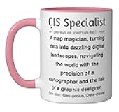 Funny GIS Specialist Ceramic Mug, Pink/White
