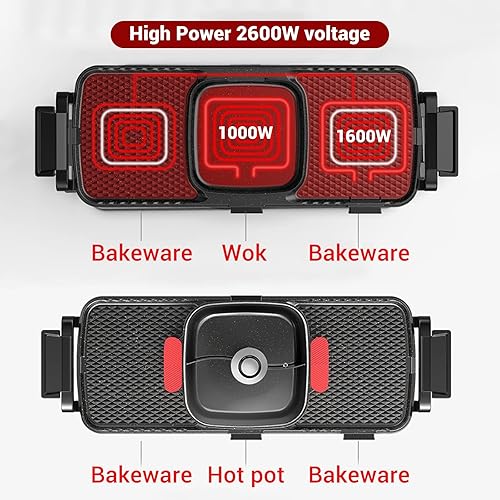 Miniatura 3 de Barbacoa Hot Pot 2 en 1, barbacoa coreana interior, Shabu Shabu Shabu de doble control, olla caliente con parrilla, estufa multifunción sin humo