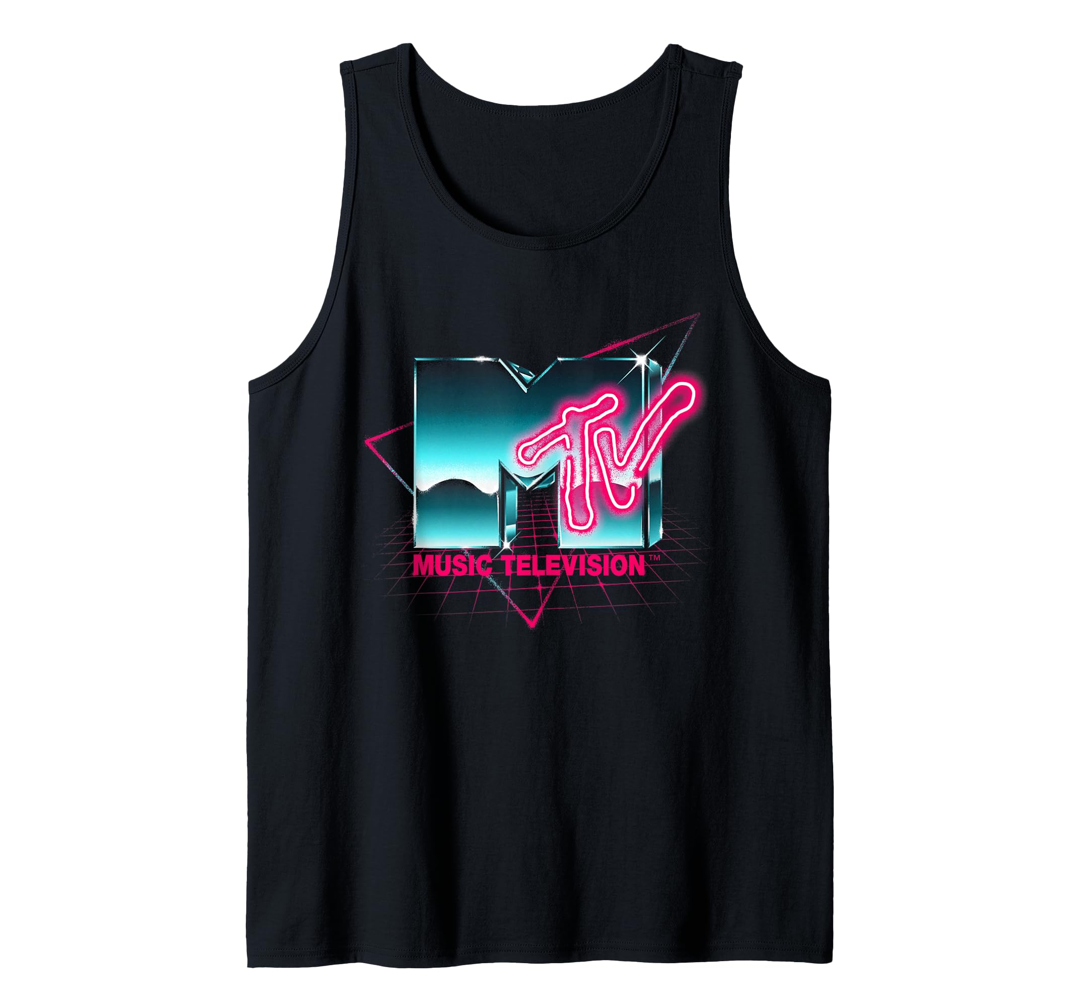 Retro MTV Logo 80's Chrome Effect Neon Colors Vintage MTV Tank Top