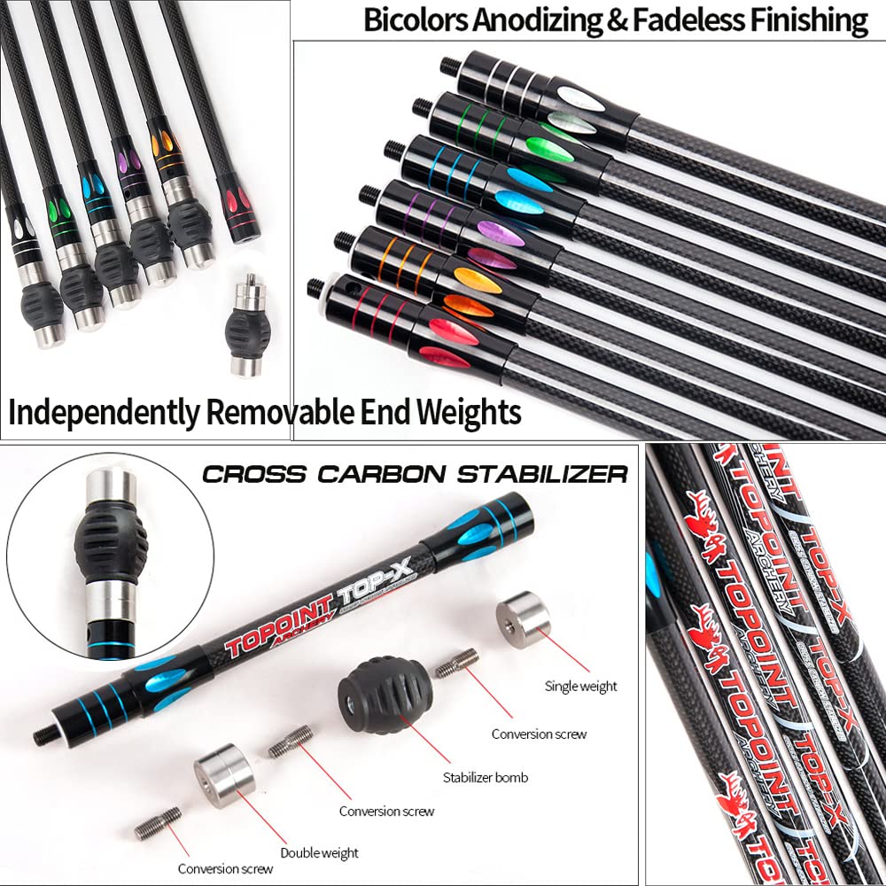 wolfman Tiro con Arco Set Estabilizador de Barra de Equilibrio en 3K Carbono Puro 5" 10" 30" Barra De Equilibrio De Amortiguador para Arco Recurvo Arco Compuesto de Competitivo