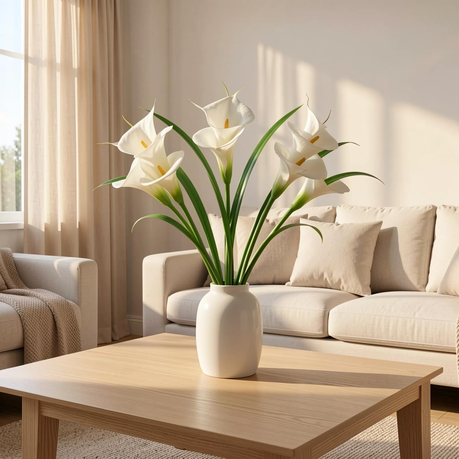 JPORSHU Künstliche Cymbidium-Orchideenblätter, realistisch, fühlen sich echt an, 6 Stück – künstliche Clivia-Grünpflanzen mit Stielen und Wurzeln, für Vasensträuße und Innenbereich, Zuhause, Büro