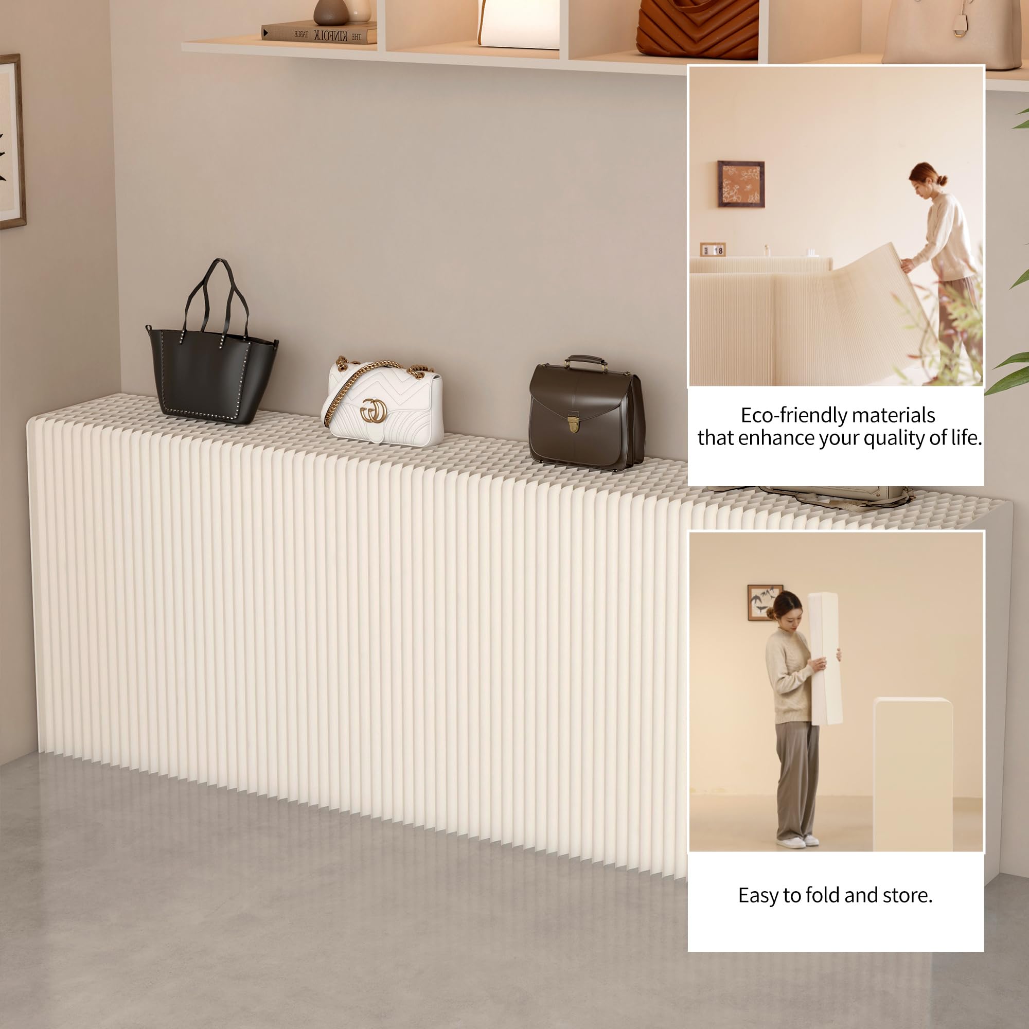 Banco di mostra di carta pieghevole, divisorio portatile di pop-up della stanza, Tabella di mostra del prodotto di progettazione della fisarmonica retrattile per la promozione del centro commerciale