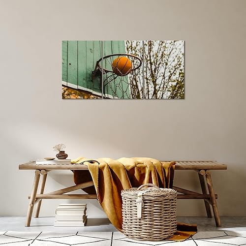 Miniatura 3 de KAWAHONE Lienzo de baloncesto para pared, lienzo deportivo, cuadros de cancha de baloncesto para pared, obra de arte temática deportiva para