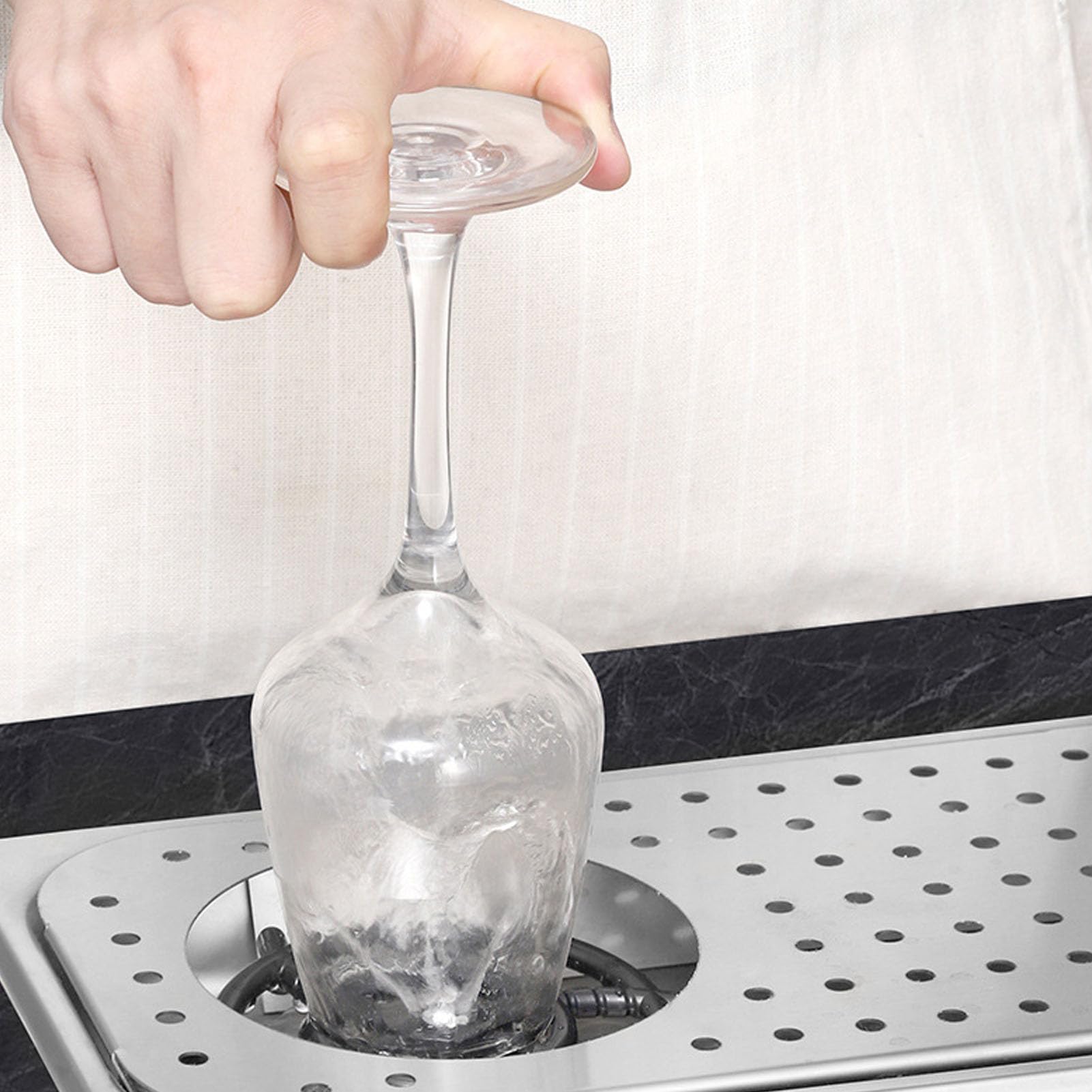 Sciacquatrice per Bicchieri, Lavatazze Sciacquatrice per Brocca Lavaggio Automatico della Tazza in Acciaio Inossidabile con Scarico a Spruzzo Laterale e Vassoio Antigoccia per