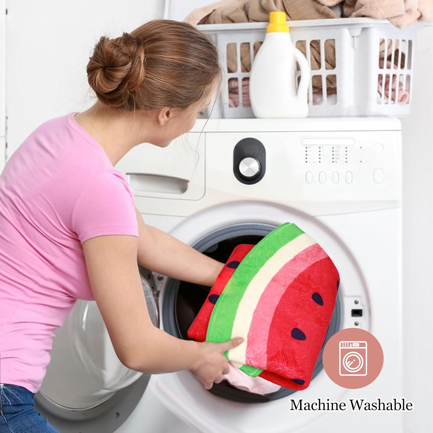 3ft Round Watermelon Rug, Memory Foam Circle Rug for Kids Room, Non-Slip Round Carpet, Soft Area Rug for Bedroom, Nursery, Playroom, Classroom, Room Decor