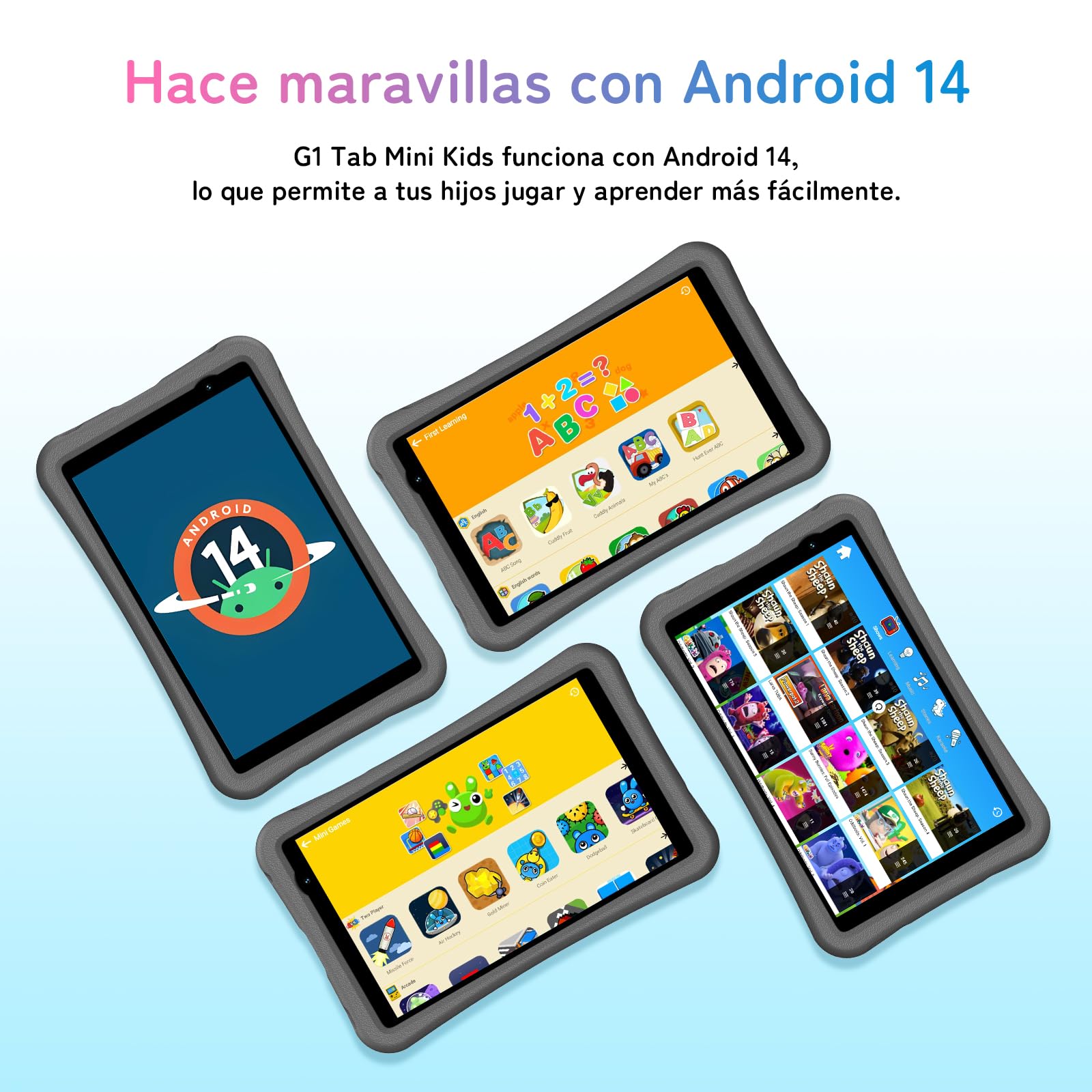 UMIDIGI Tablet para Niños 8 Pulgadas, G1 Tab Mini Kids Tablet, 7GB (3+4) + 32 GB/TF 1 TB, Quad-Core, 6000 mAh, Tableta Infantil con Control Parental, WiFi 6/BT5.0, Dual 5MP Cámara