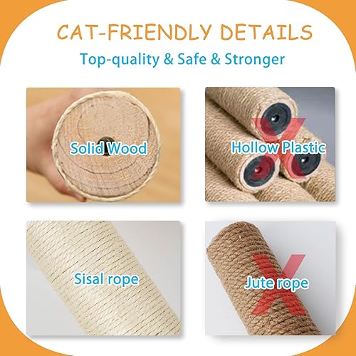 Miniatura 5 de Juego de estantes de pared para gatos de 9 piezas, casa, torre de vigilancia, 2 postes rascadores de sisal, escalera de pared para gatos de 5