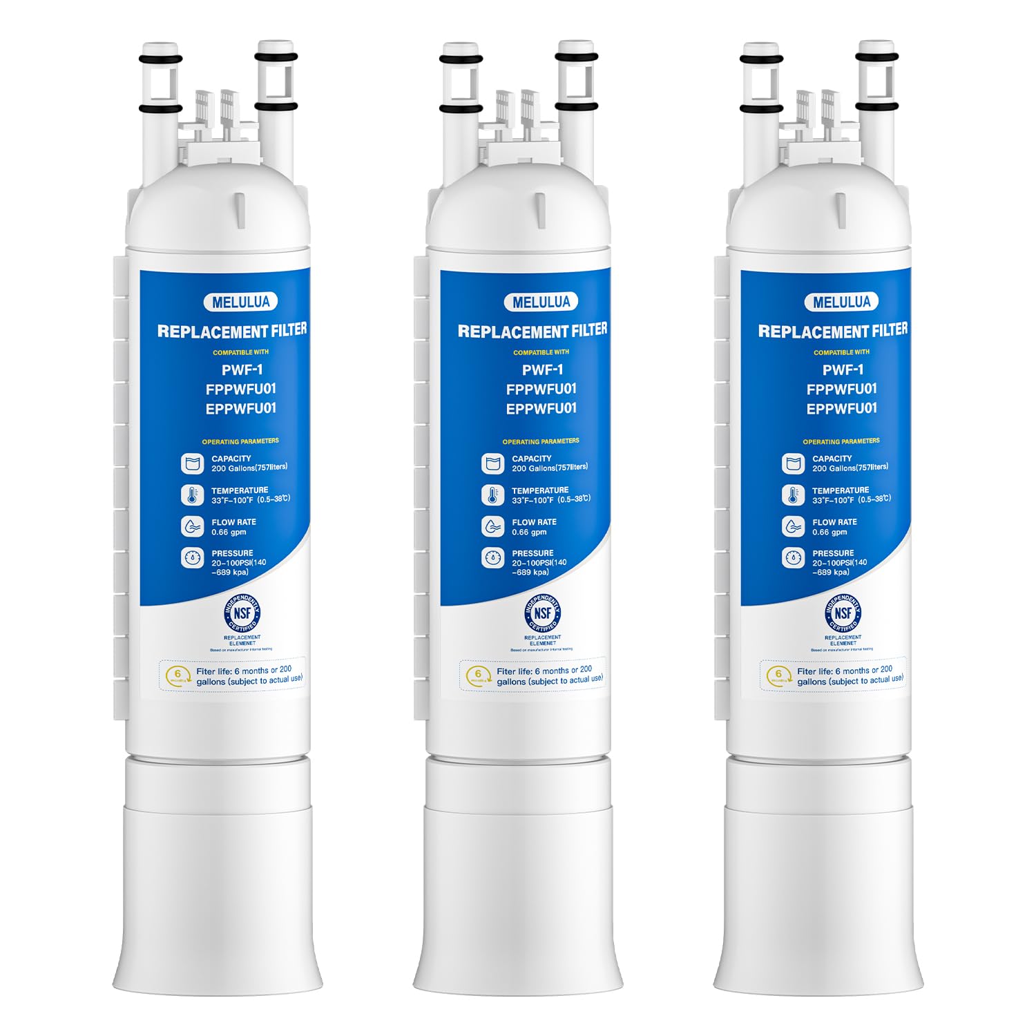 MELULUA FPPWFU01 Water Filter Replacement Compatible with Frigidaire FPPWFU01 Water Filter, EPPWFU01, PurePour PWF-1, EPPWF01 PureAdvantage PWF-1 (3 PCS) | Fridge.com