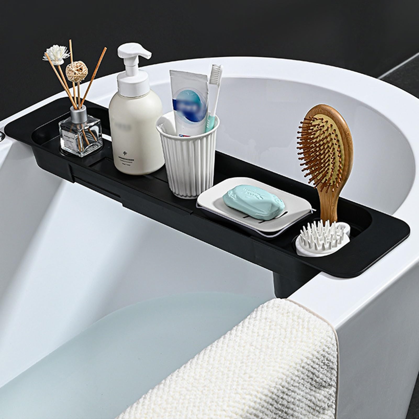 Plateau de bain extensible pour éviter les chutes d'objets et de téléphone dans l'eau