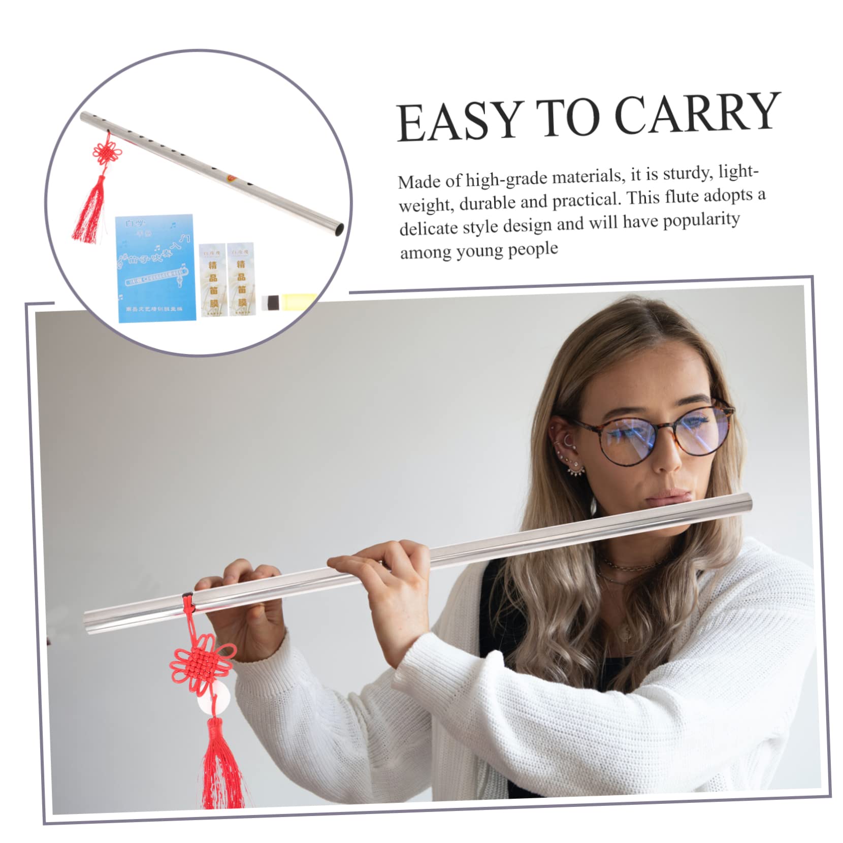 Toddmomy 1Set Portable Thicken Stainless Steel Chinese Flute Tone for Beginners Lightweight Flute with Smooth Finish for Students and Music Enthusiasts