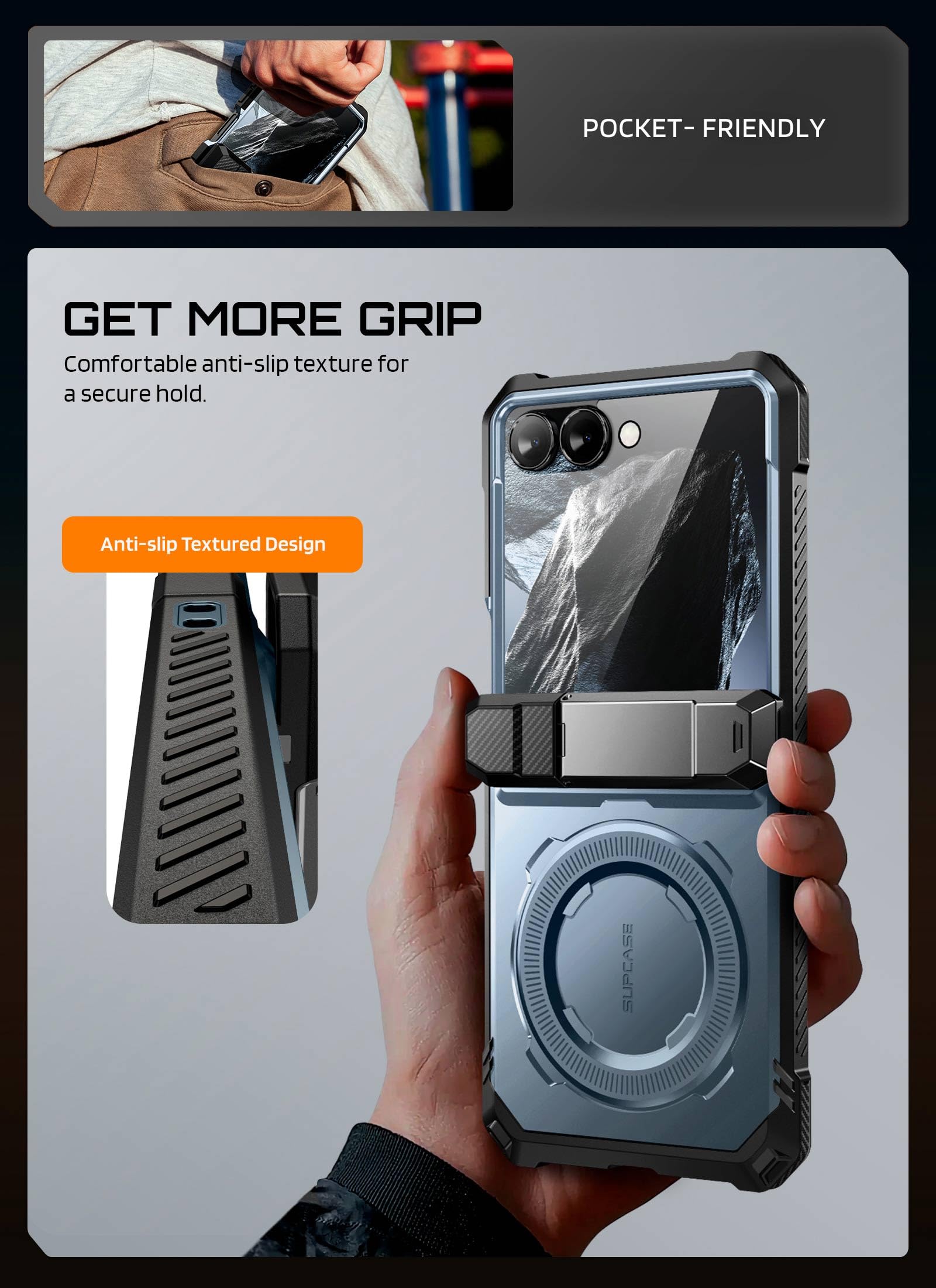 SUPCASE Funda Magnética para Samsung Galaxy Z Flip8 Case con Soporte,Azul