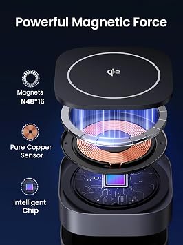UGREEN MagFlow Qi2 Magnetic Foldable Charging Station, 2-in-1 Fast Wireless Charger Compatible with iPhone 17/17 Air/17 Pro/17 Pro Max 16 15 14 13 12, Airpods3 2 Pro (No AC Adapter), Dark Grey