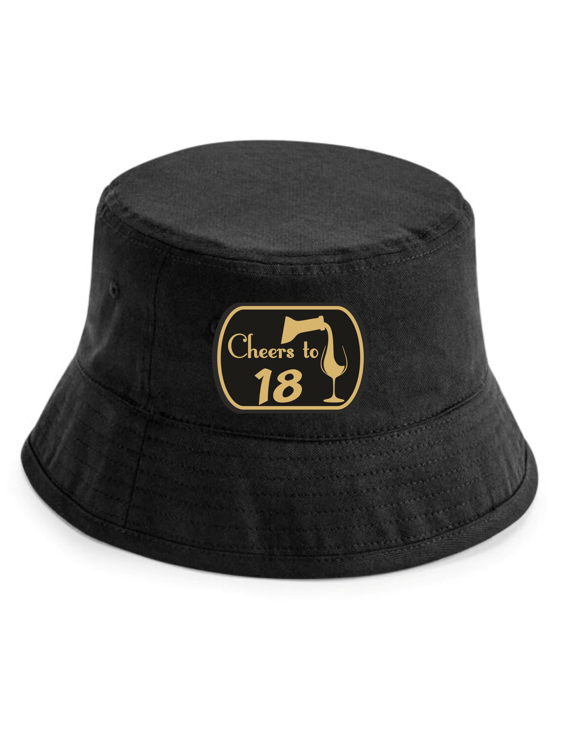 Print4u Unisex Black Cheers To 18 Bucket Hat Gift 18Th Birthday Funny 18 Year Old Present Lxl