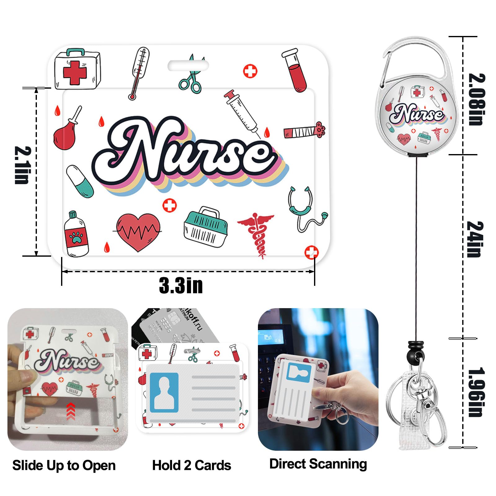 24 PCS Scrub Life Badge Reels - Colorful Retractable Holders For Healthcare