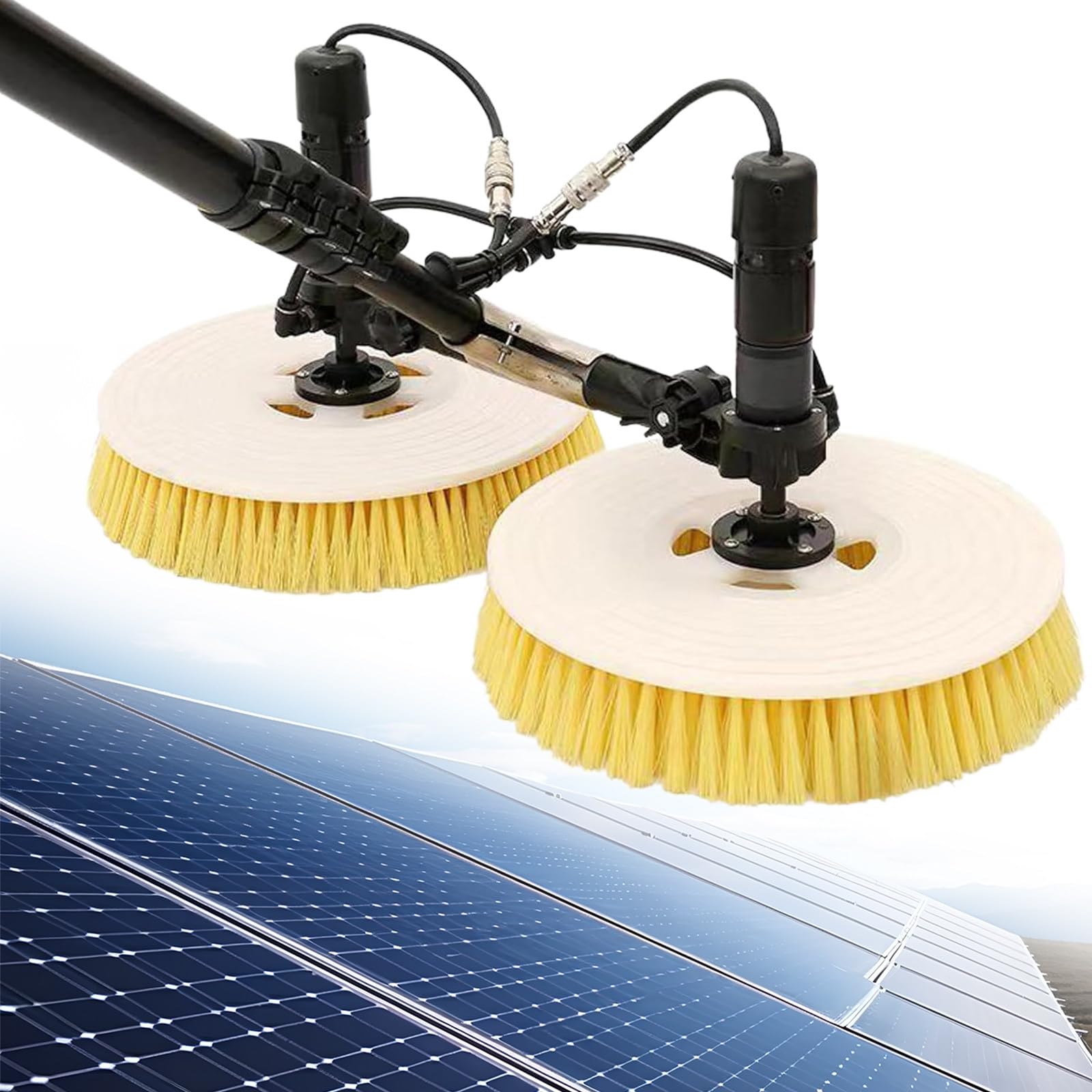 YNBSHGAA Solar Panel Cleaning Tool with Telescopic Rod and Water Fed Brush, Dual Purpose Robot for Efficient PV Maintenance