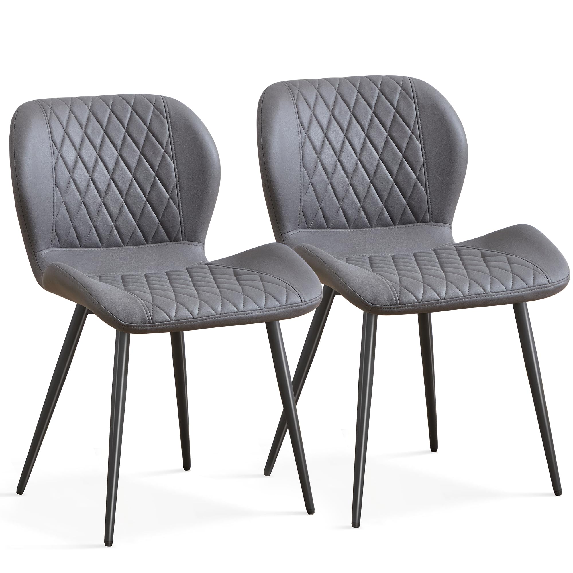 YUUIJOAA Esszimmerstühle 2er Set, Küchenstühle mit Rückenlehne, Metallbeinen,Dining Chair für Esszimmer & Küche, Belastbar bis 150kg,DRAKGREY