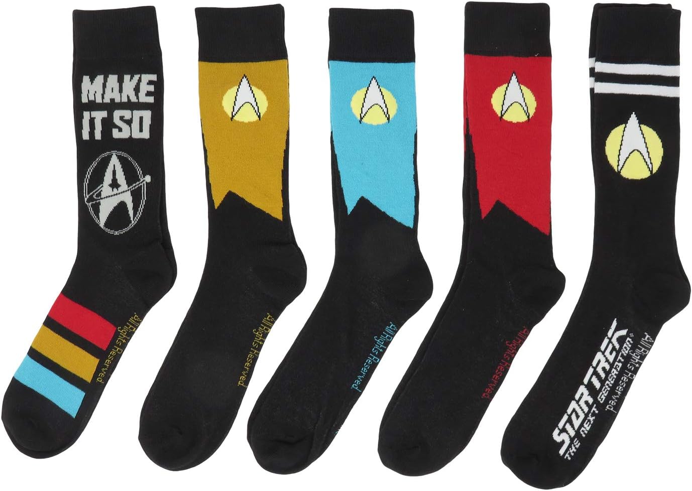 Hyp Star Trek The Next Generation Uniforms Crew Socks 5 Pair Pack