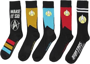 Hyp Star Trek الجيل القادم من Uniforms Crew Socks 5 Pair Pack