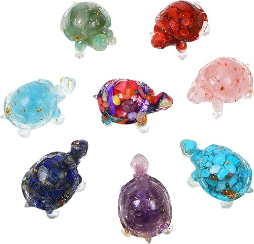 8 figuras de cristal de decoración de tortuga, estatuas de tortuga marina hechas a mano para el hogar, oficina, escritorio, estante de meditación,