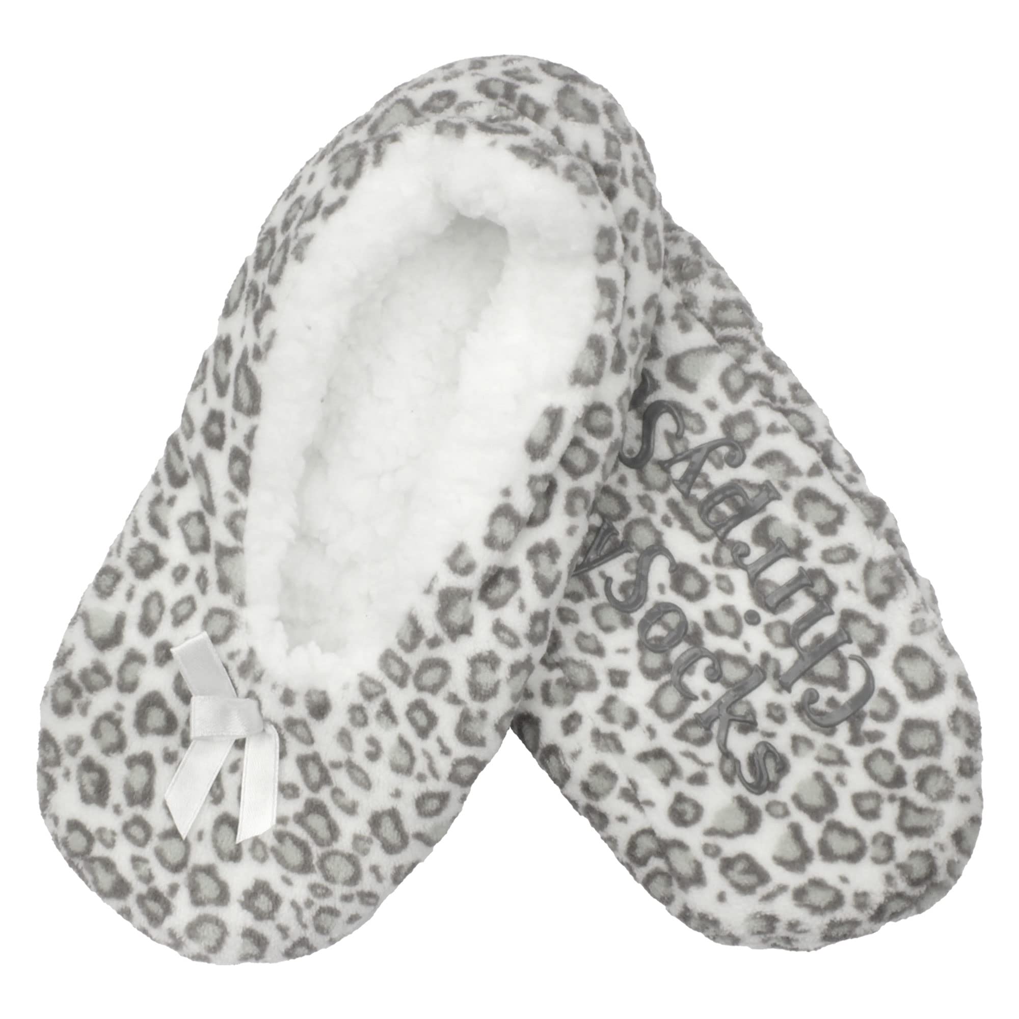 BambooMN Women's Fuzzy Patterned Non-Slip Lined Slippers, Home &amp; Travel