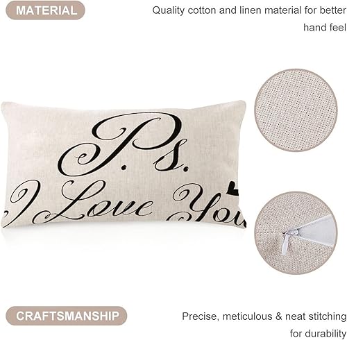 Miniatura 5 de Funda de almohada corporal de granja con cremallera de 12 x 20 pulgadas, decoración de Ps I Love You, funda protectora de almohada para respaldo