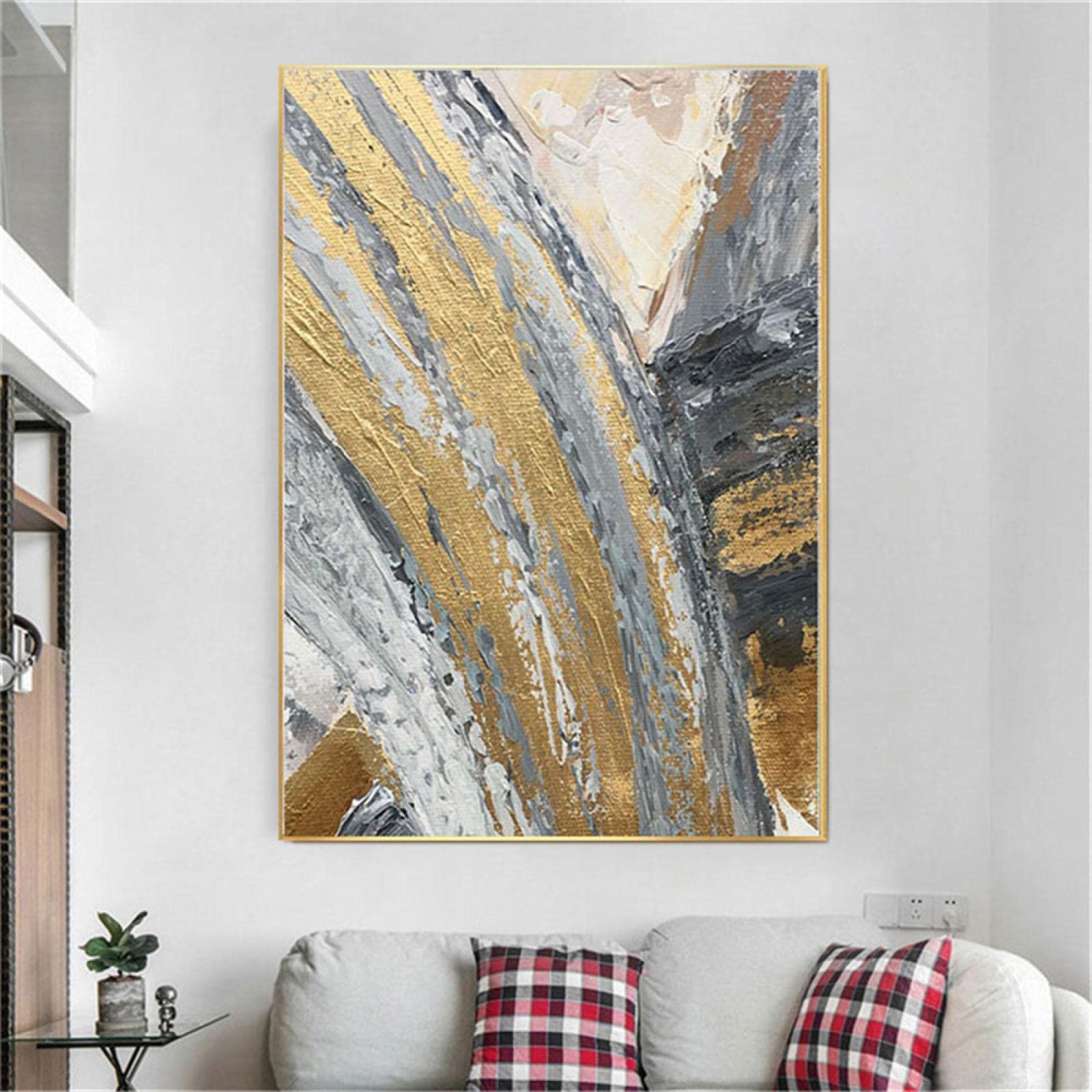 Renditions Gallery Quadro Astratto 3 Pezzi Su Tela - Tramonto Marrone E Blocchi Colorati - Dimensioni Totali 91x190 Cm - Cornice Inclusa - 3